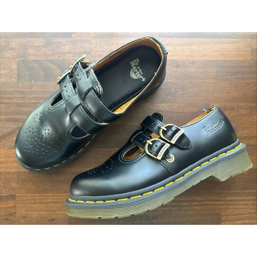 Dr. Martens Mary Jane Smooth Leather Black Double Buckle Women's sz 6 UK 4
